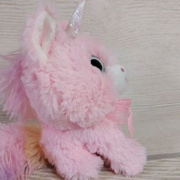 Pink Unicorn Plush Toy with Glitter Horn & Pastel Rainbow Tail - Picture 8 of 15